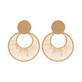 European American Style Iron Geometric Round Hollow Pendant Drop Earrings For Women view 5