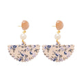 Retro New Chinese Style Silver Needle Resin Pearl Fan Geometric Drop Earrings view 5