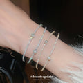 Sparkling Zircon Pearl Double Layer Open Bangle For Women view 3