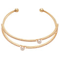 Sparkling Zircon Pearl Double Layer Open Bangle For Women view 5