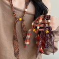 Bohemian Fabric Chiffon Wood Bead Sweater Necklace For Women Vintage Ethnic Round Geometric Choker view 1