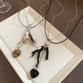 Vintage Heart Branch Stone Beaded Double Layer Chain Sweater Necklace For Women view 2
