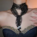 Lace Floral Pendant Necklace Elegant Sweet Cool Collarbone Chain For Women view 3
