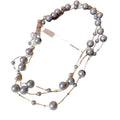 French Court Style Copper Geometric Round Pearl Beaded Sweater Necklace For Women view 5