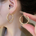 Metal Twisted Geometric Hoop Earrings, Minimalist European American Style Women's Ear Jewelry view 1