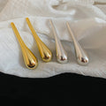 Minimalist European Metal Teardrop Drop Earrings With Silver Needle Glossy Pendant Design view 4