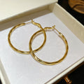 14K Gold Plated Copper Twisted Round Hoop Earrings Minimalist Luxury Style For Women view 4