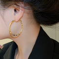 14K Gold Plated Copper Twisted Round Hoop Earrings Minimalist Luxury Style For Women view 3
