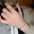 Luxury Copper Zircon Square Cross Adjustable Bracelet Ring French Court Style Hand Chain view 3