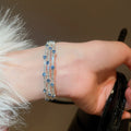 Sparkling Zircon Three Layer Open Copper Bangle French Court Light Luxury Round Bracelet view 1