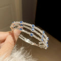 Sparkling Zircon Three Layer Open Copper Bangle French Court Light Luxury Round Bracelet view 4