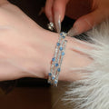 Sparkling Zircon Three Layer Open Copper Bangle French Court Light Luxury Round Bracelet view 3