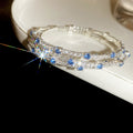 Sparkling Zircon Three Layer Open Copper Bangle French Court Light Luxury Round Bracelet view 2