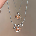 Light Luxury Copper Wooden Horse Heart Pendant Necklace For Women view 1