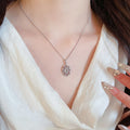 Light Luxury Copper Oval Hollow Zircon Pendant Necklace For Women Elegant Geometric Collarbone Jewelry view 3