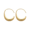 14K Gold Plated Copper Geometric Oval Hook Earrings, European American Minimalist Metal Style view 5