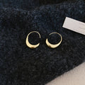 14K Gold Plated Copper Geometric Oval Hook Earrings, European American Minimalist Metal Style view 2