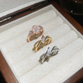 Sparkling Zircon Flower Cross Open Copper Ring, Light Luxury Minimalist Statement Jewelry view 2