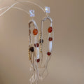 Ethnic Style Acrylic Zircon Tassel Drop Earrings With Silver Pins Geometric Retro Jewelry view 2