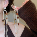 Ethnic Style Acrylic Zircon Tassel Drop Earrings With Silver Pins Geometric Retro Jewelry view 1