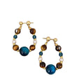 Vintage Tiger Eye Stone Pearl Crystal Beaded Round Geometric Drop Earrings With Silver Pins view 5