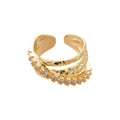 Light Luxury Copper Zircon Three Layer Cross Open Ring Geometric Adjustable Finger Jewelry view 5