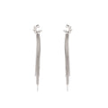 Elegant French Moon Floral Rhinestone Waterfall Tassel Long Alloy Crystal Stud Earrings view 5