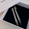 Elegant French Moon Floral Rhinestone Waterfall Tassel Long Alloy Crystal Stud Earrings view 2