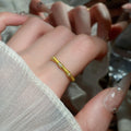 Light Luxury Copper Zircon Bamboo Open Cuff Bangle For Women view 4
