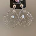European Style Geometric Round Faux Pearl Multi Layer Pendant Drop Earrings For Women view 4