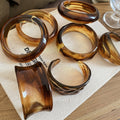 Vintage Acrylic Marbled Geometric Round Open Bangle Ethnic Style Women's Bracelet view 2
