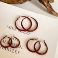 Vintage Painted Metal Geometric Round Hoop Earrings With Silver Needle Post For Women view 4