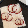 Vintage Painted Metal Geometric Round Hoop Earrings With Silver Needle Post For Women view 2