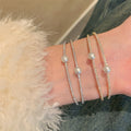French Luxury Zircon Pearl Double Layer Open Bangle Vintage Palace Style Jewelry view 4