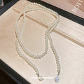 Light Luxury Faux Pearl Beaded Teardrop Crystal Pendant Sweater Necklace view 2