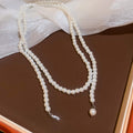 Light Luxury Faux Pearl Beaded Teardrop Crystal Pendant Sweater Necklace view 4