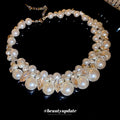 Sparkling Rhinestone Faux Pearl Round Beaded Necklace French Elegant Light Luxury Choker view 2