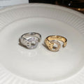 Sparkling Zircon Geometric Circle Open Copper Ring Minimalist Light Luxury Index Finger Jewelry view 2