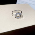 Sparkling Zircon Geometric Circle Open Copper Ring Minimalist Light Luxury Index Finger Jewelry view 4