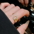 Sparkling Zircon Geometric Circle Open Copper Ring Minimalist Light Luxury Index Finger Jewelry view 3