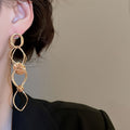 Copper Hollow Round Tassel Clip-on Earrings European Style Geometric Metal Dangle view 4