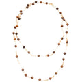 Vintage Tiger Eye Beaded Crystal Layered Sweater Necklace, Maillard Style Round Geometric Design view 5