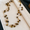Vintage Tiger Eye Beaded Crystal Layered Sweater Necklace, Maillard Style Round Geometric Design view 4