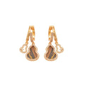 Vintage Pearl Tiger Eye Stone Round Geometric Maillard Style Drop Earrings view 5