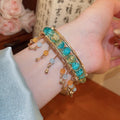Acrylic Crystal Tassel Pendant Open Bangle French Court Luxury Bracelet For Women view 3
