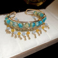 Acrylic Crystal Tassel Pendant Open Bangle French Court Luxury Bracelet For Women view 4