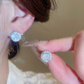 Light Luxury Copper Geometric Round Pendant Drop Earrings With Sparkling Zircon For Women view 4