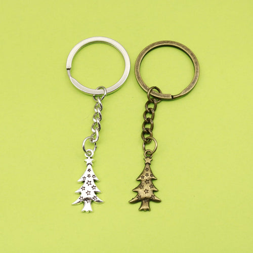 Metal Christmas Tree Star Keychain Holiday Gift