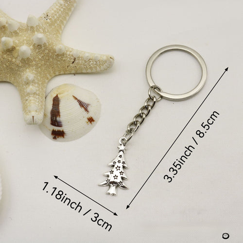 Metal Christmas Tree Star Keychain Holiday Gift