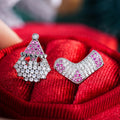 Asymmetric Santa Claus Stud Earrings With Wishing Stocking And Wax Set Zircon Christmas Jewelry view 3